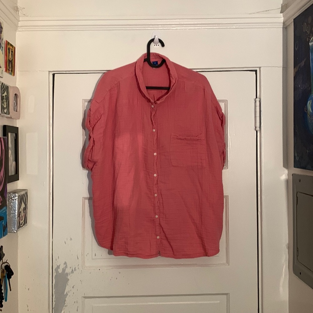 Old Navy Light Weight Red 2X Button Up Top